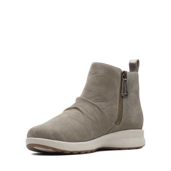 Clarks Womens Un Adorn Mid Ankle Boots Taupe Nubuck | UK-4108976